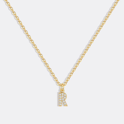 Gold Vermeil Pavé Uppercase Initial Necklace