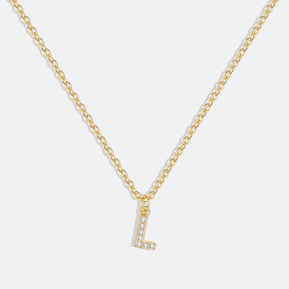 Gold Vermeil Pavé Uppercase Initial Necklace