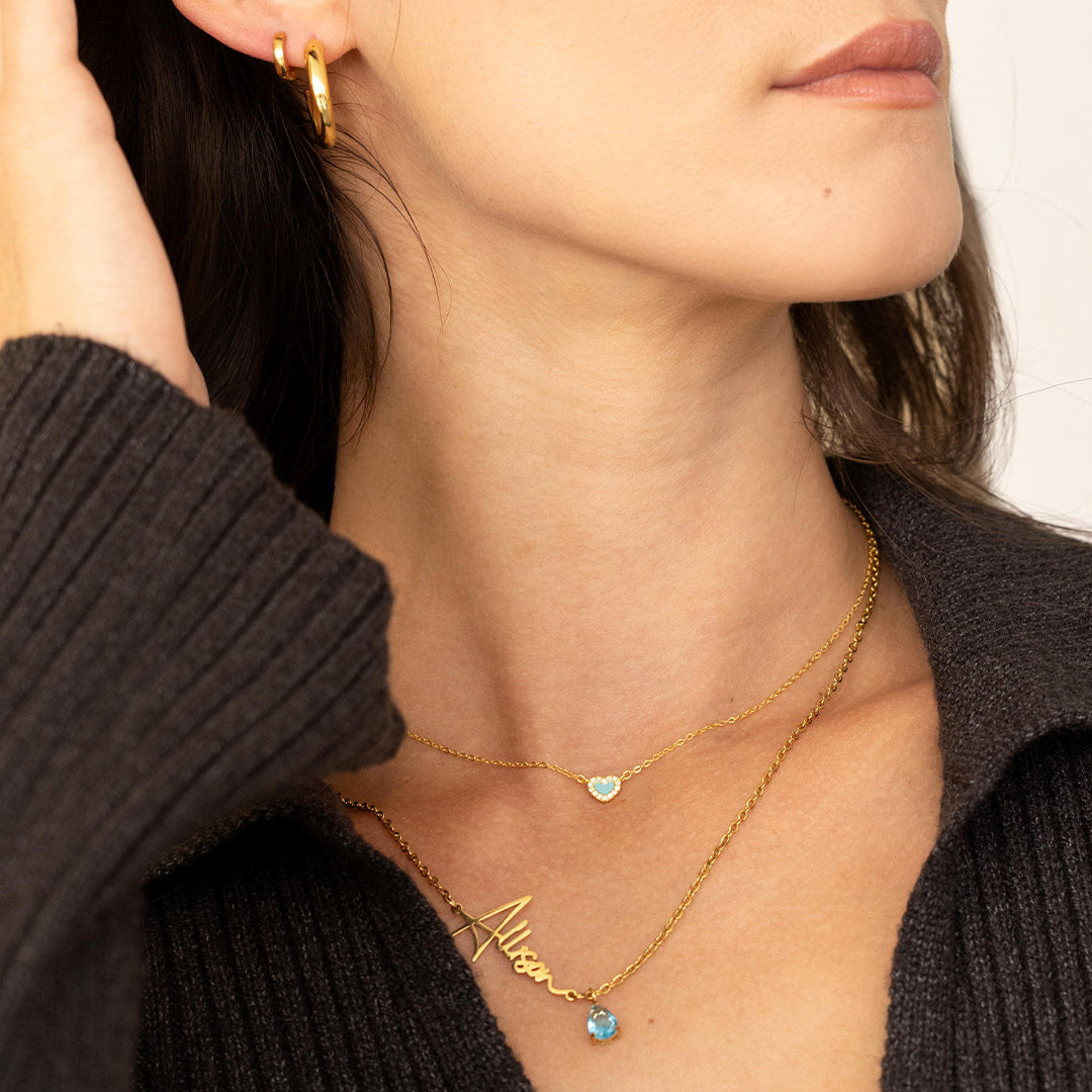 Petit tour de cou en forme de cœur turquoise