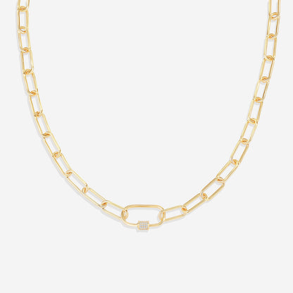 Collier à maillons avec fermoir mousqueton pavé