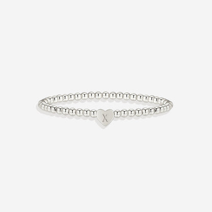 Gold Beaded Bracelet with Heart Initial