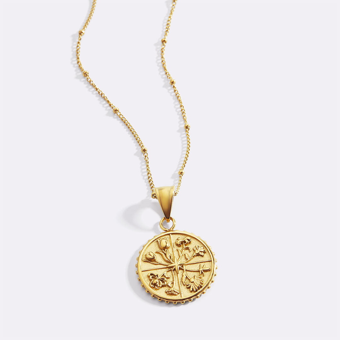 Collier pendentif pièce florale