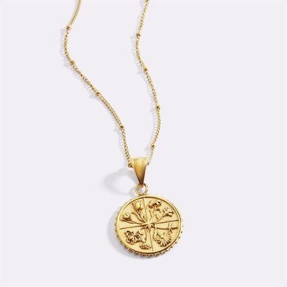 Collier pendentif pièce florale