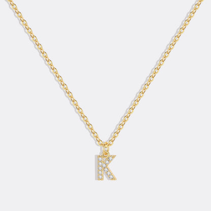Gold Vermeil Pavé Uppercase Initial Necklace
