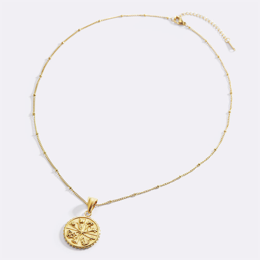 Collier pendentif pièce florale