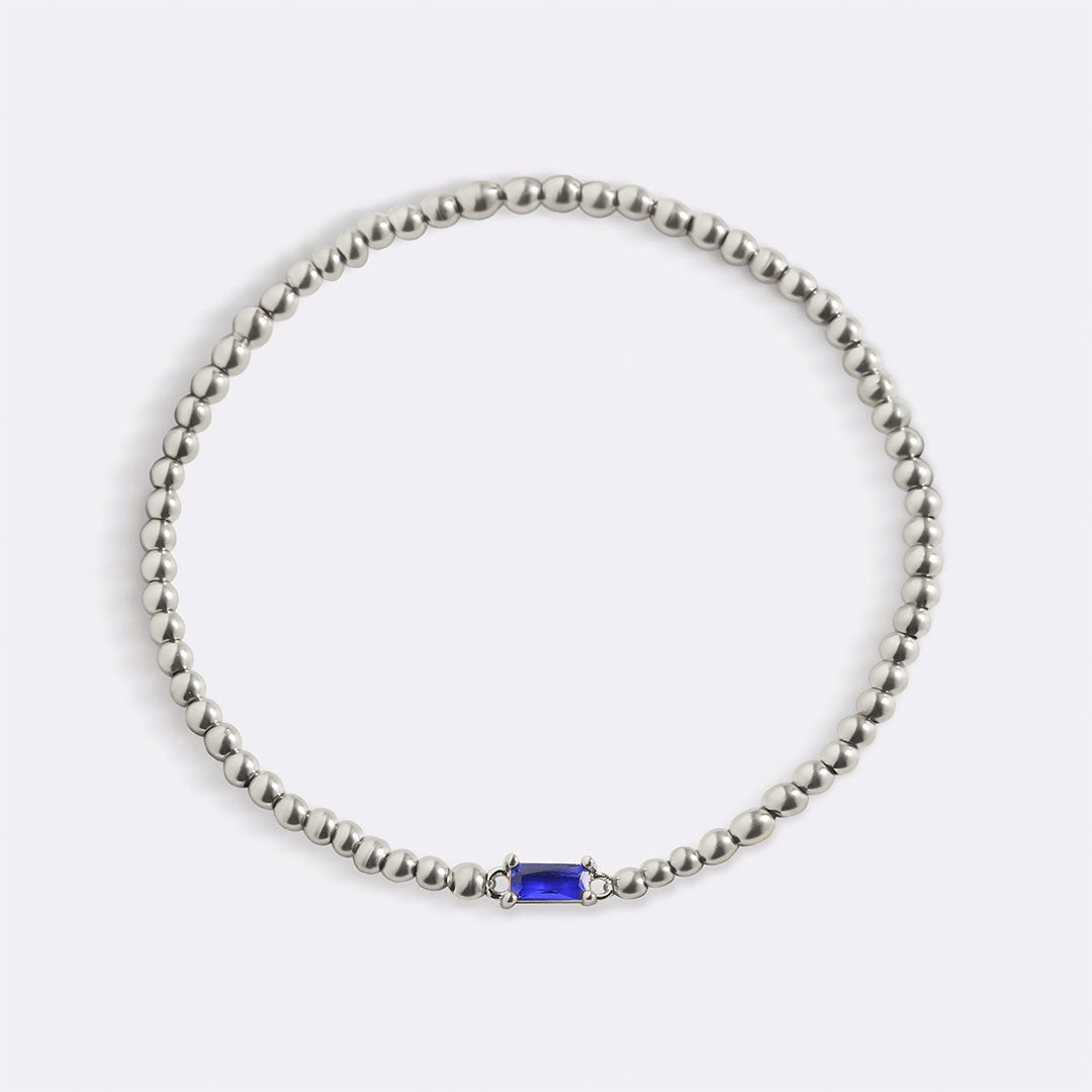 Bracelet en argent sterling avec perles et pierre de naissance
