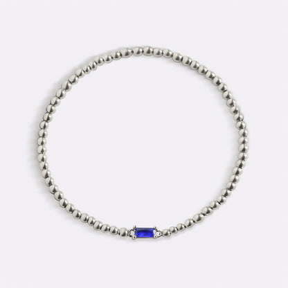 Bracelet en argent sterling avec perles et pierre de naissance