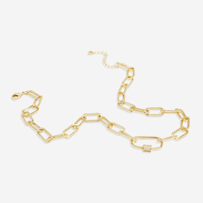 Collier à maillons avec fermoir mousqueton pavé