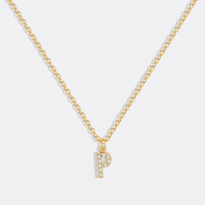 Gold Vermeil Pavé Uppercase Initial Necklace