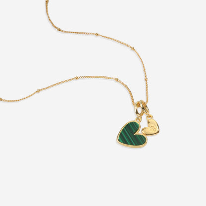 Malachite Initial Heart Necklace