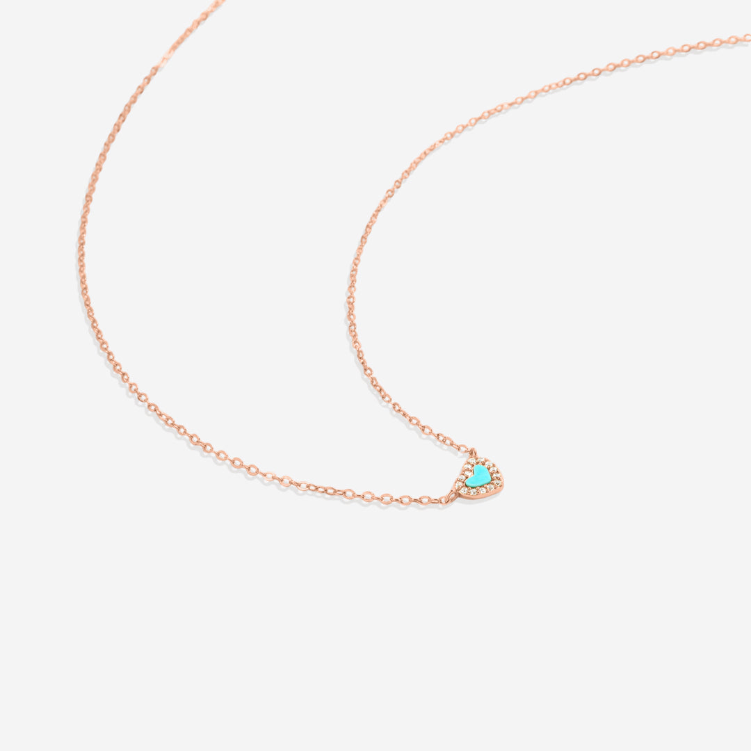 Petit tour de cou en forme de cœur turquoise