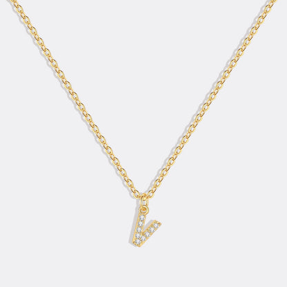 Gold Vermeil Pavé Uppercase Initial Necklace