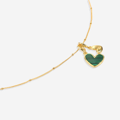 Malachite Initial Heart Necklace