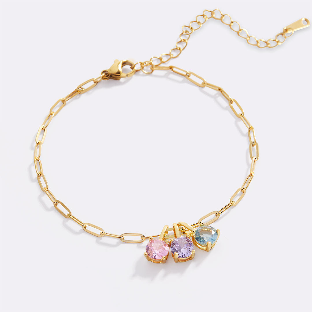 Bracelet avec pierre de naissance taille ronde