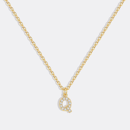 Gold Vermeil Pavé Uppercase Initial Necklace