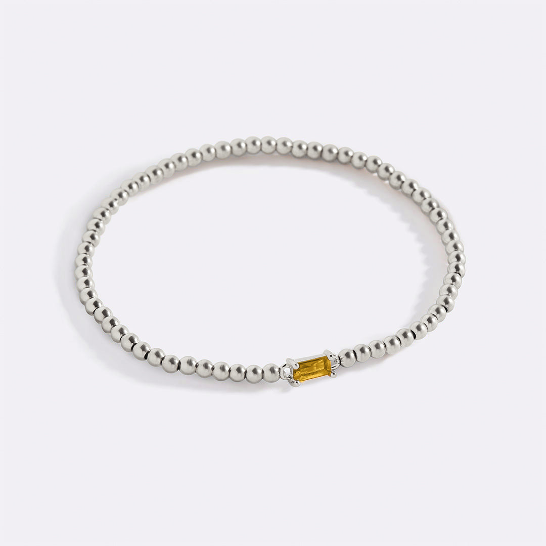 Bracelet en argent sterling avec perles et pierre de naissance