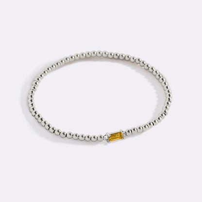 Bracelet en argent sterling avec perles et pierre de naissance