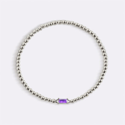 Bracelet en argent sterling avec perles et pierre de naissance
