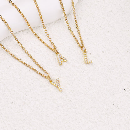 Gold Vermeil Pavé Uppercase Initial Necklace