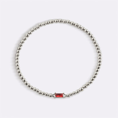 Bracelet en argent sterling avec perles et pierre de naissance