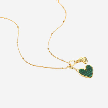 Malachite Initial Heart Necklace