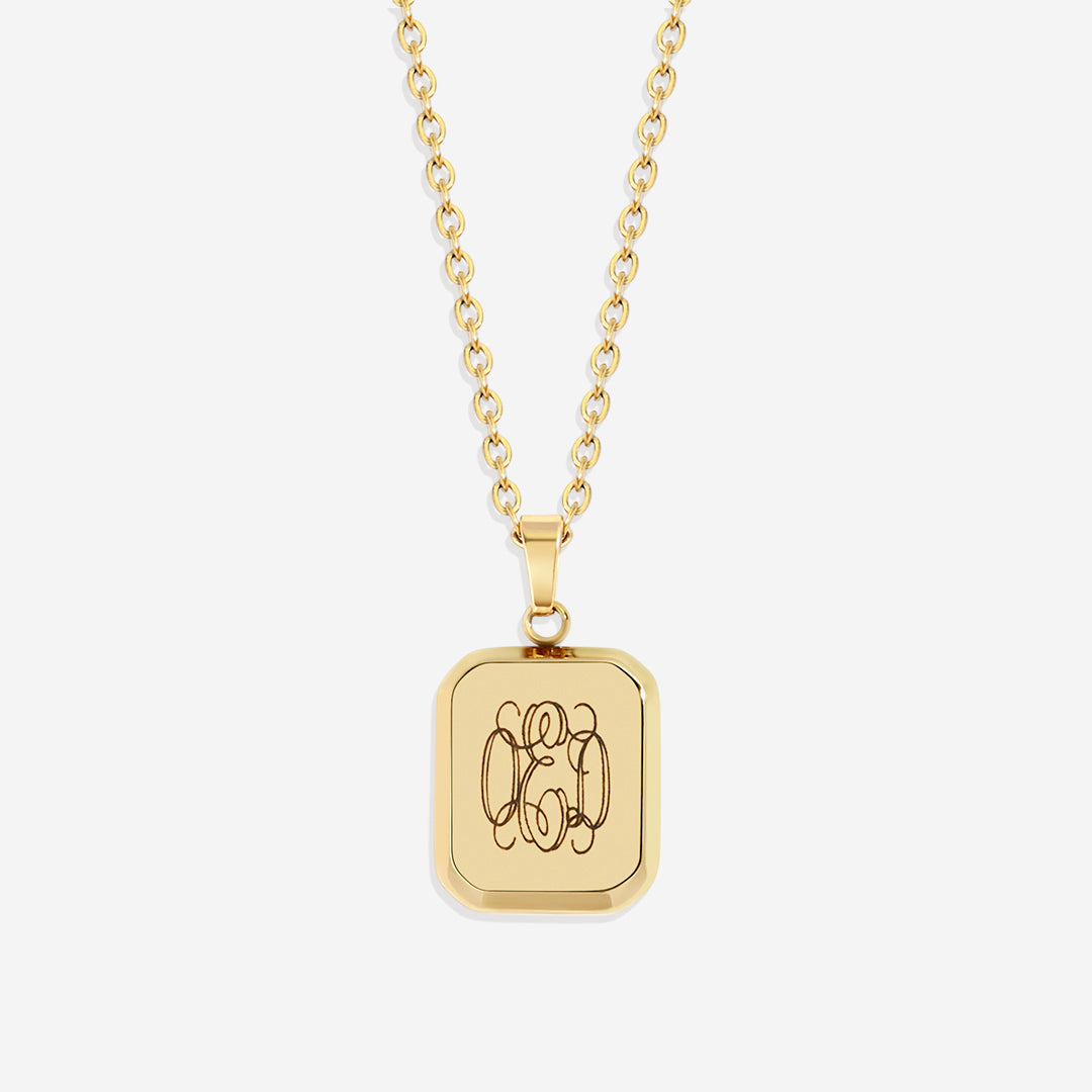 Collier pendentif portrait monogramme