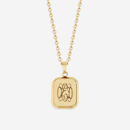 Collier pendentif portrait monogramme