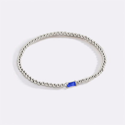 Bracelet en argent sterling avec perles et pierre de naissance