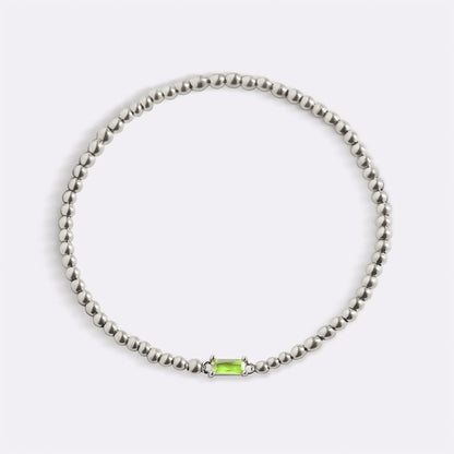 Bracelet en argent sterling avec perles et pierre de naissance