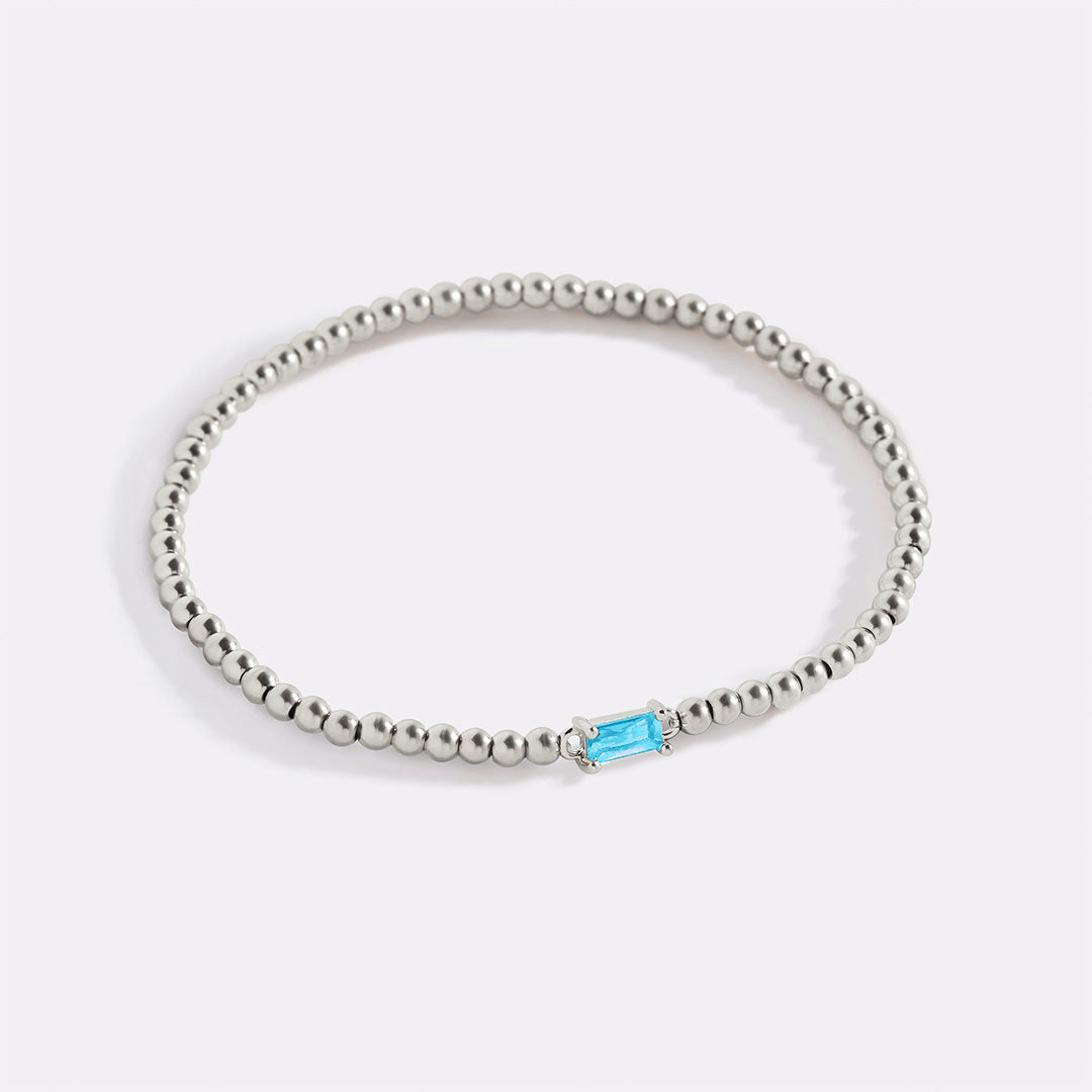 Bracelet en argent sterling avec perles et pierre de naissance
