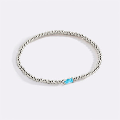 Bracelet en argent sterling avec perles et pierre de naissance