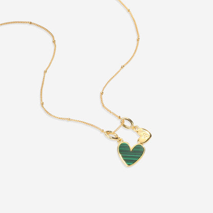 Malachite Initial Heart Necklace