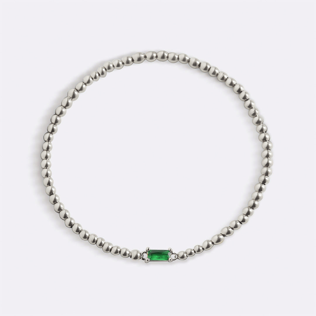 Bracelet en argent sterling avec perles et pierre de naissance