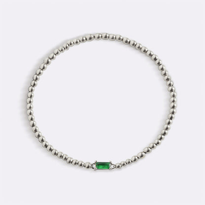 Bracelet en argent sterling avec perles et pierre de naissance
