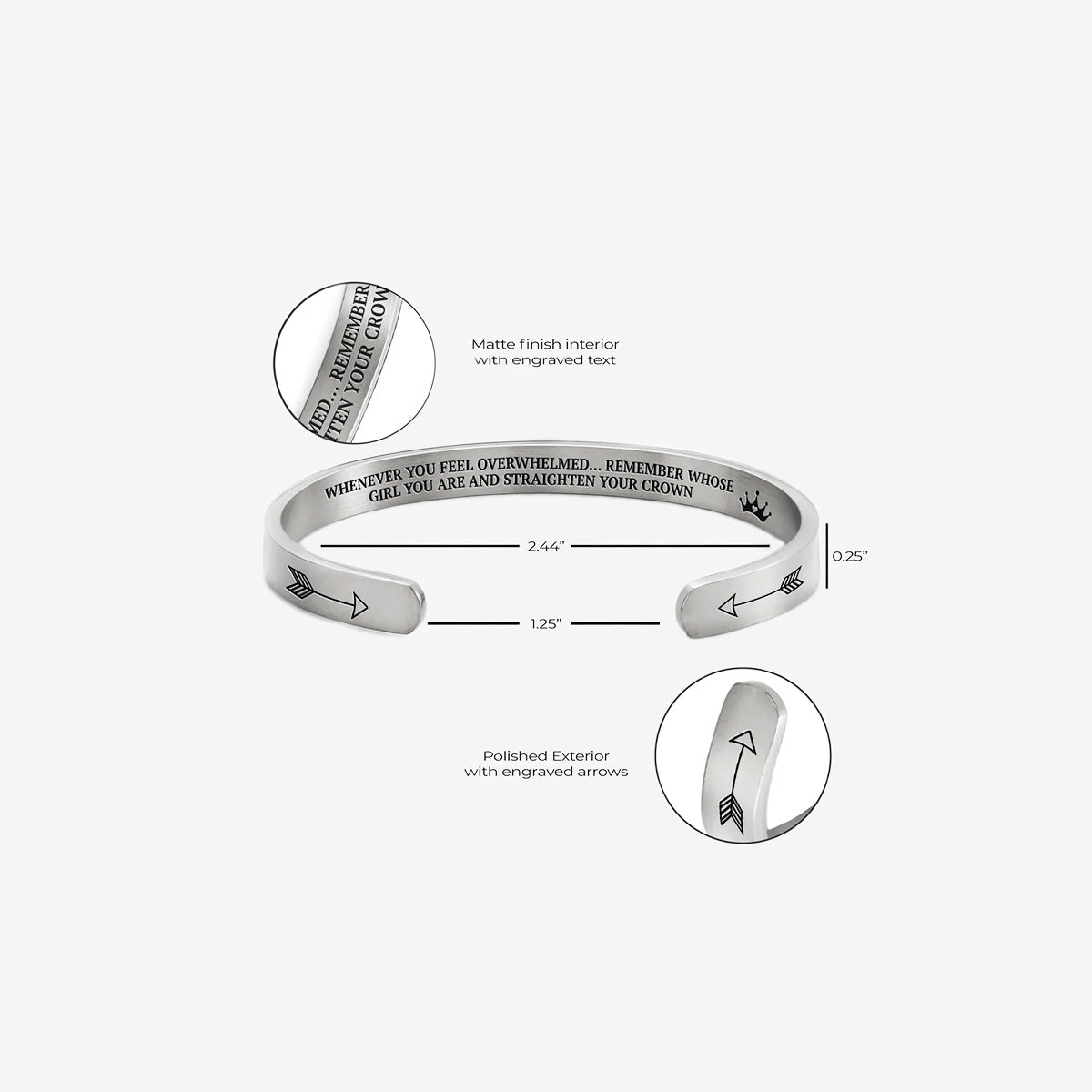 Souviens-toi de qui tu es et redresse ta couronne Bracelet manchette personnalisable 