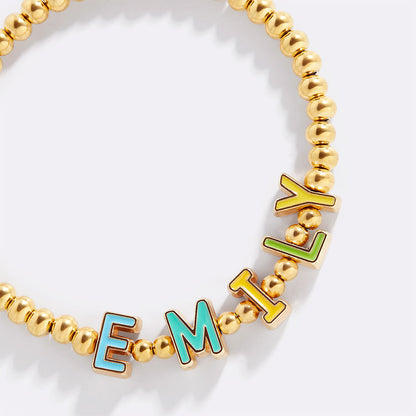 Bracelet Lettre Bonbon Arc-en-ciel