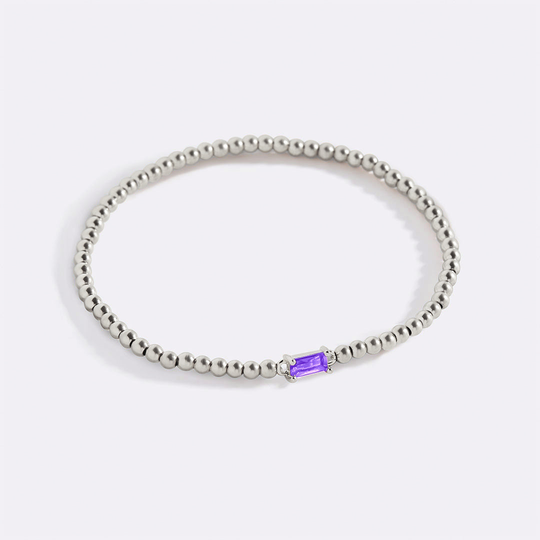 Bracelet en argent sterling avec perles et pierre de naissance
