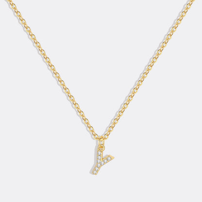 Gold Vermeil Pavé Uppercase Initial Necklace