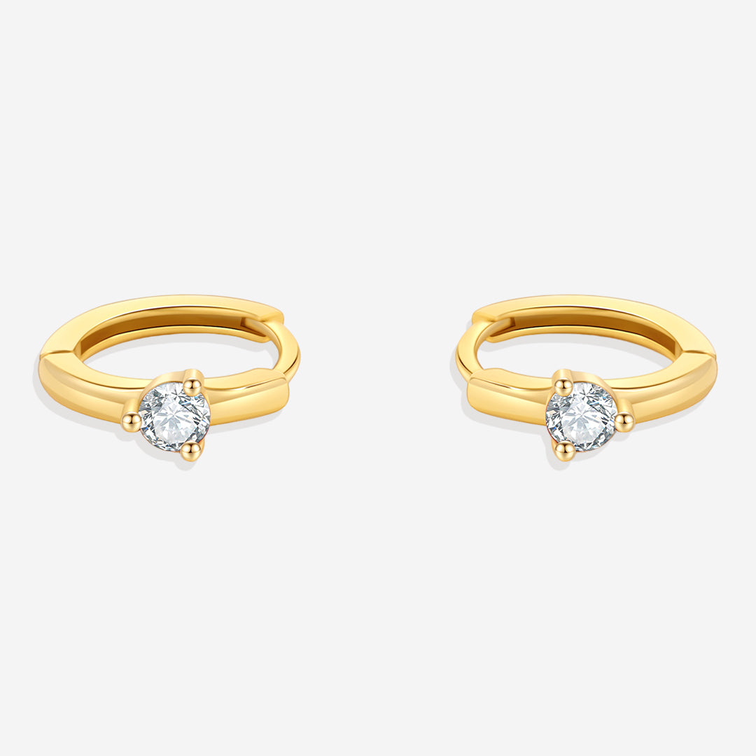 Single Stone Birthstone Huggie Hoops