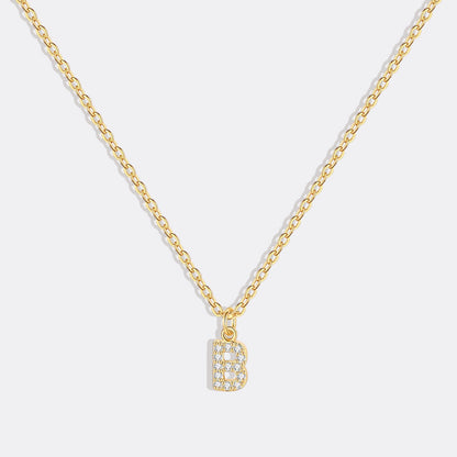 Gold Vermeil Pavé Uppercase Initial Necklace