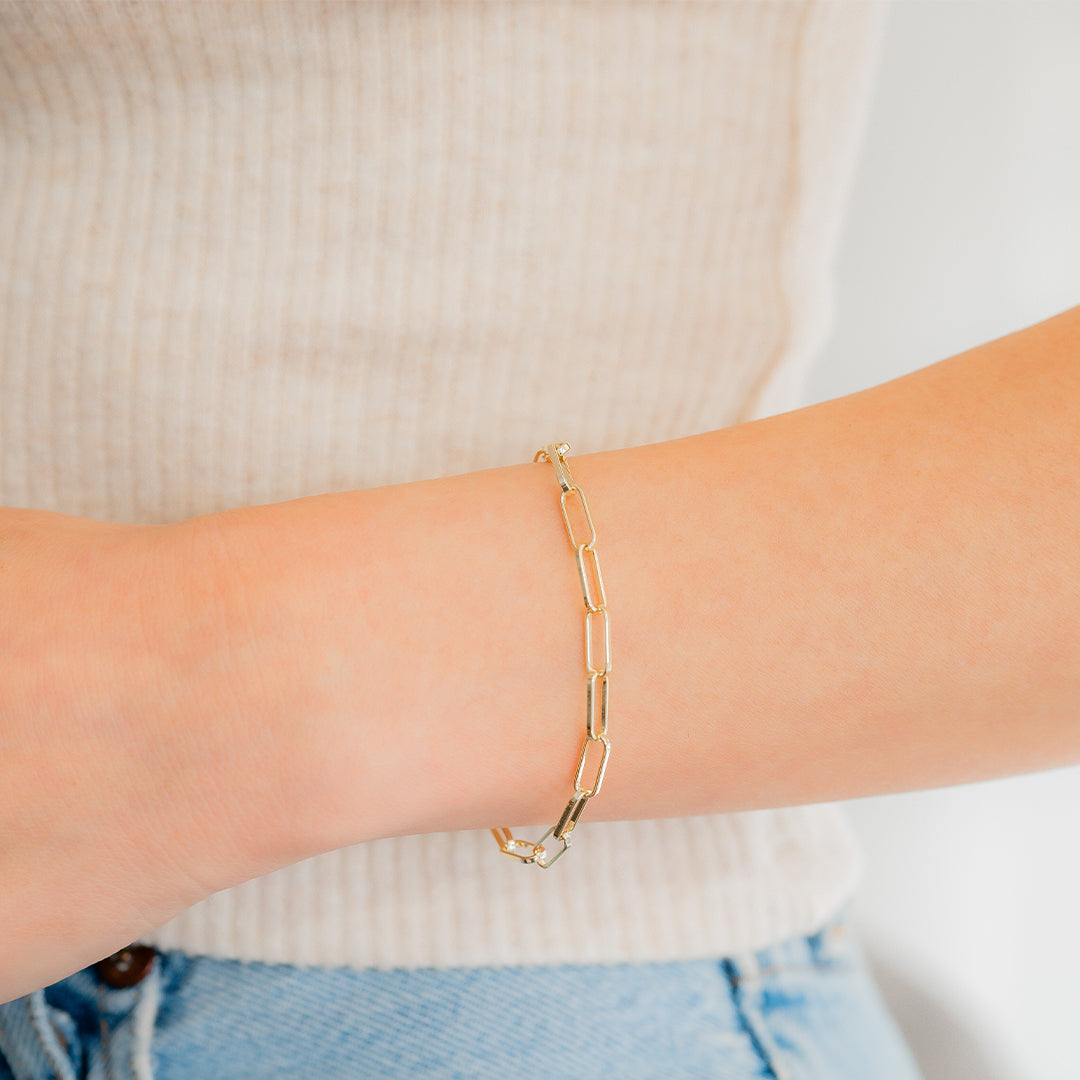 Bracelet chaîne trombone à maillons ouverts