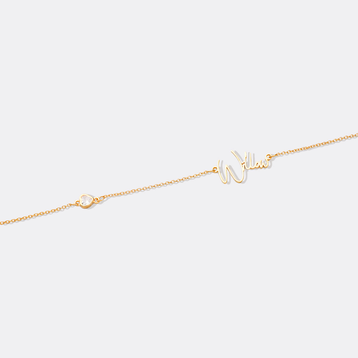 Modern Name Necklace with Heart Diamond Accent
