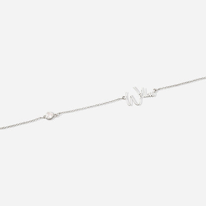 Modern Name Necklace with Heart Diamond Accent