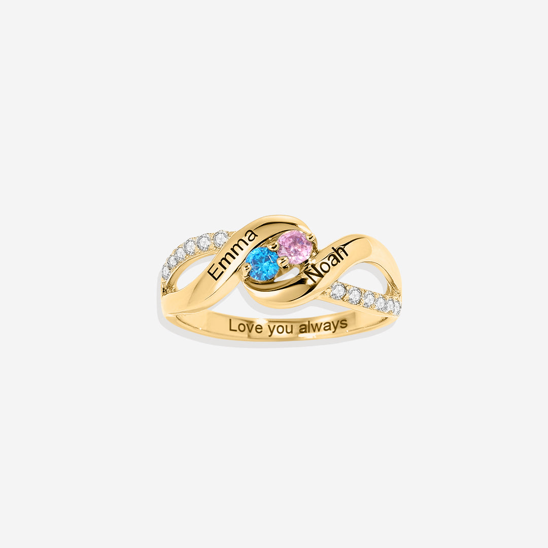 Bague Forever Love avec deux pierres de naissance