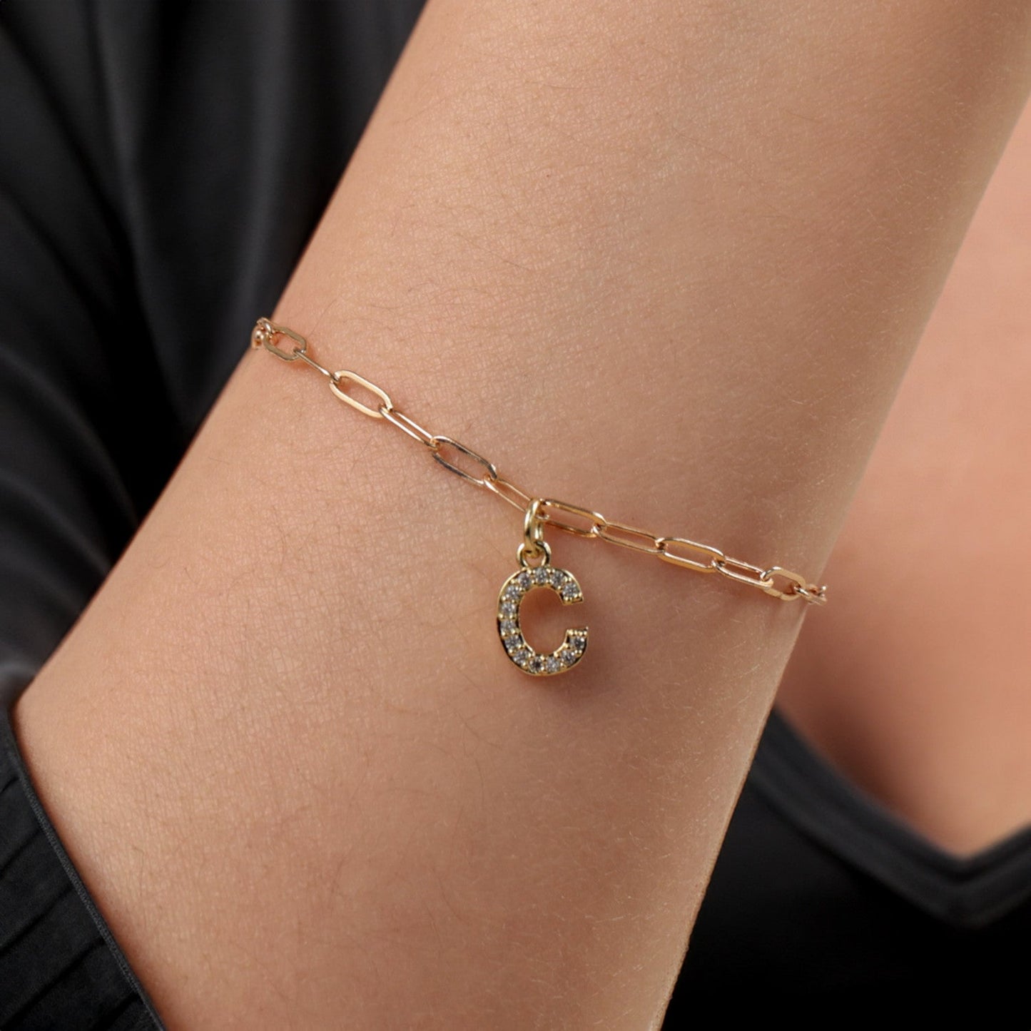 Dainty Pave Initial Charm