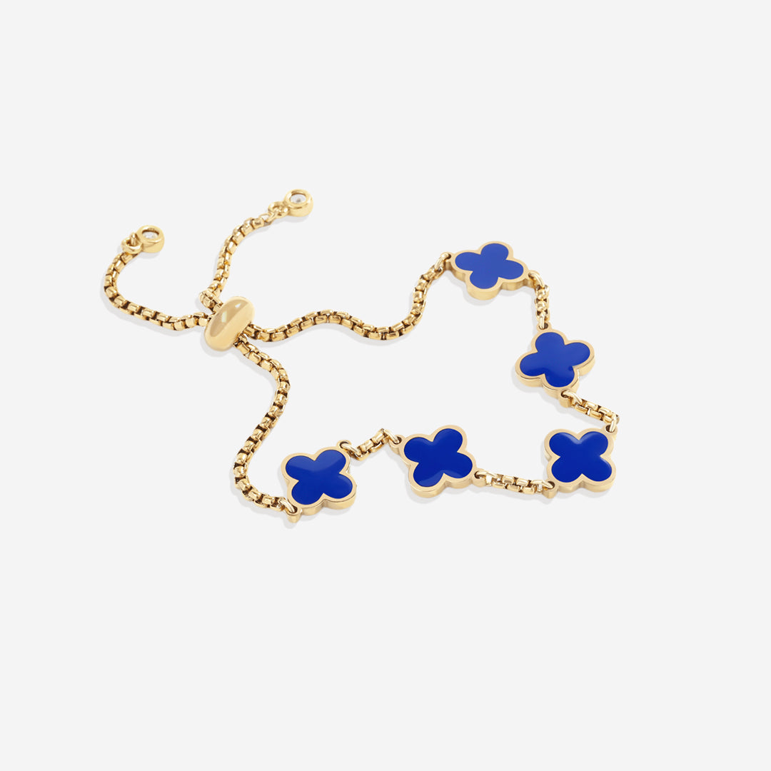 Navy Clover Enamel Bracelet