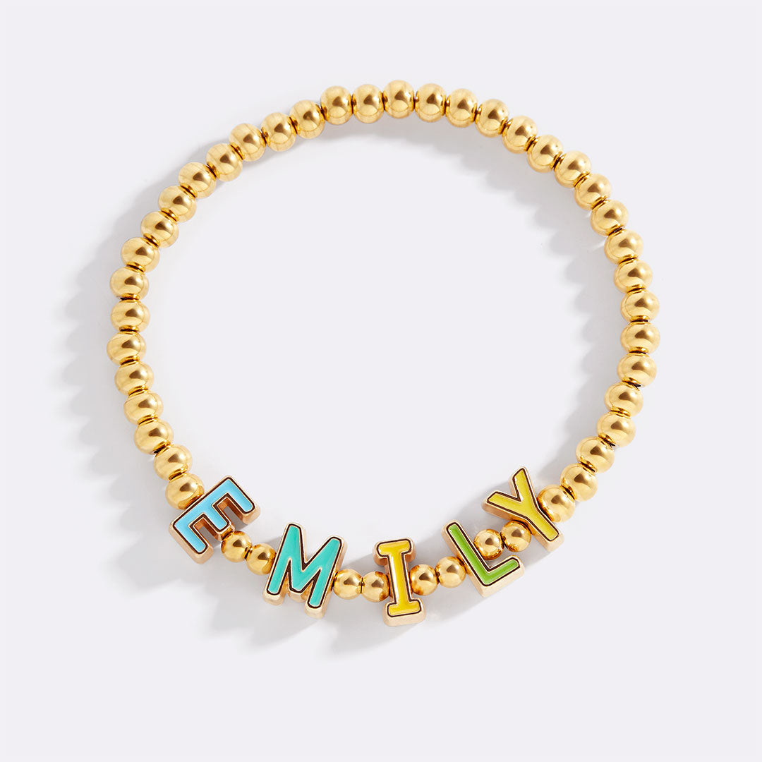 Bracelet Lettre Bonbon Arc-en-ciel