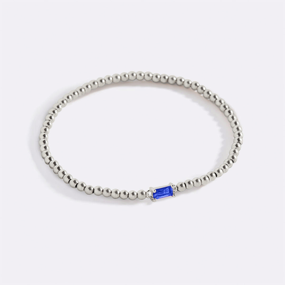 Bracelet en argent sterling avec perles et pierre de naissance