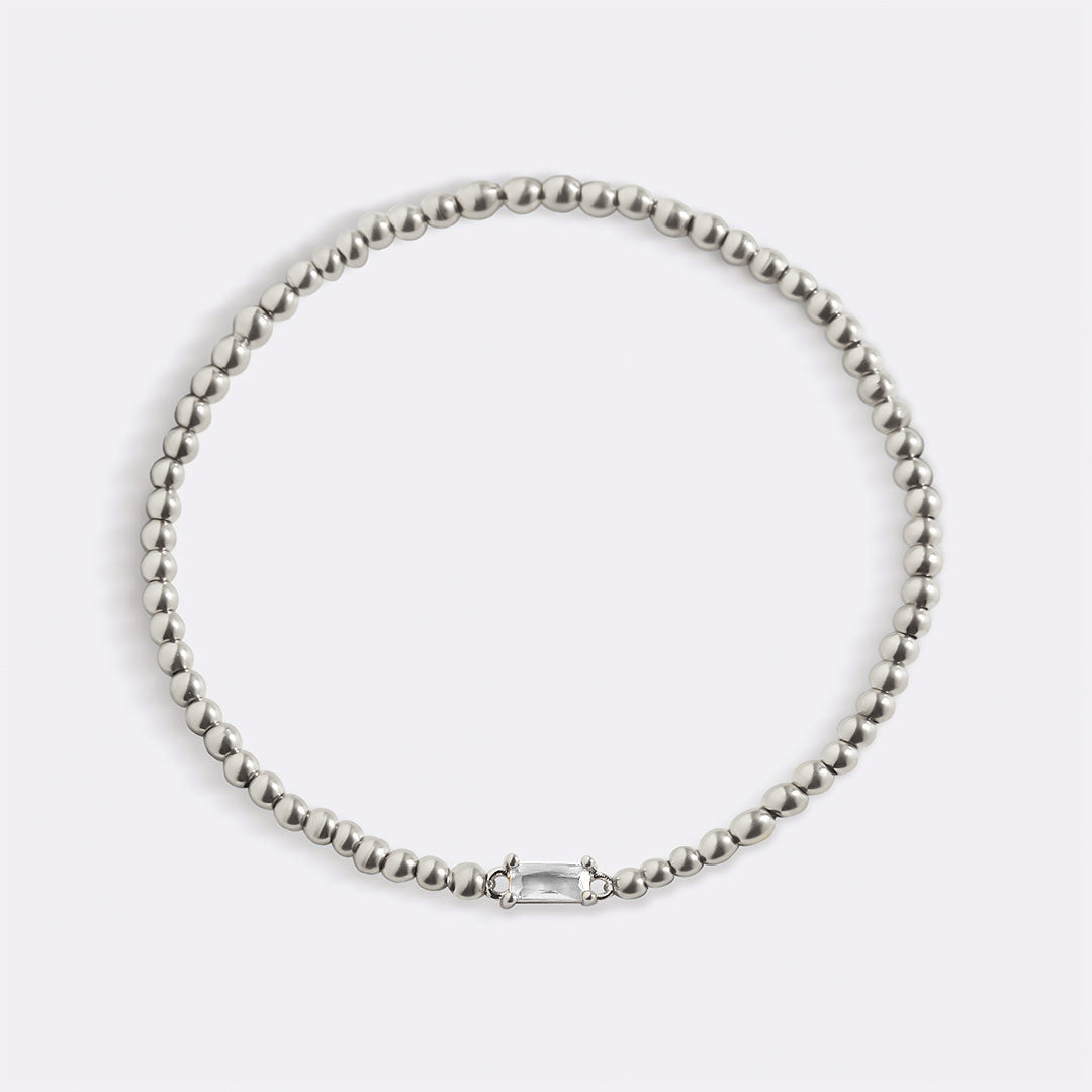 Bracelet en argent sterling avec perles et pierre de naissance