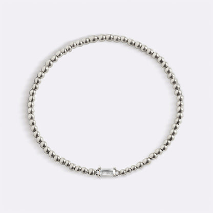 Bracelet en argent sterling avec perles et pierre de naissance